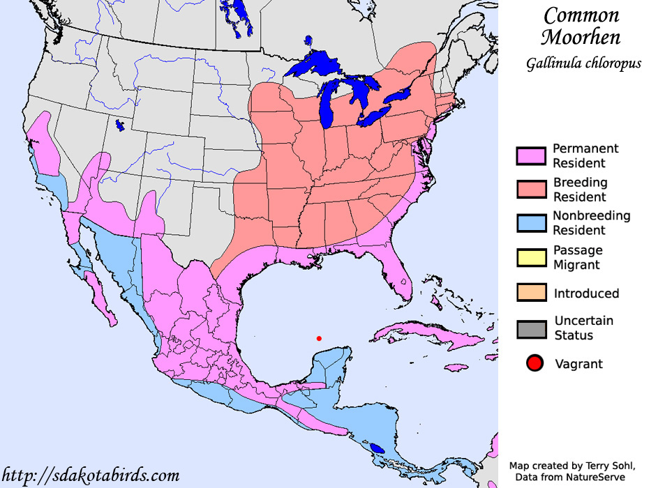 Range Map - Common Moorhen