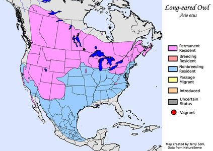 Long-eared Owl - Range Map