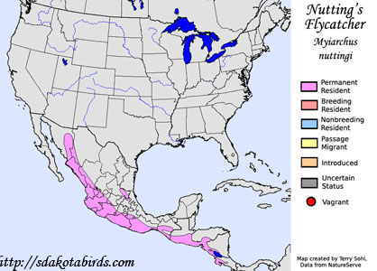Nutting's Flycatcher - Range Map