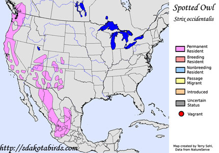 Spotted Owl - Range Map