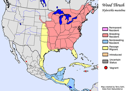 Wood Thrush - Range Map