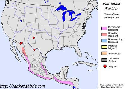 Fan-tailed Warbler - Range Map