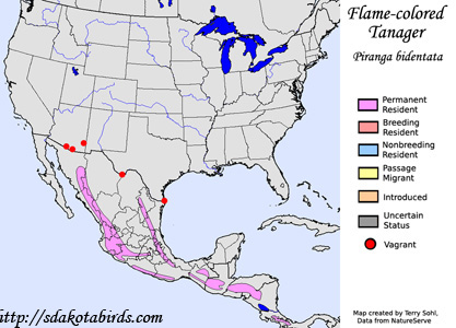 Flame-colored Tanager - Range Map