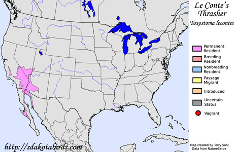 Le Conte's Thrasher - Range Map