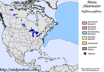 Manx Shearwater - Range map