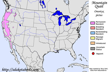 Mountain Quail - Range Map