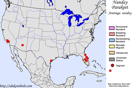 Nanday Parakeet - Range Map