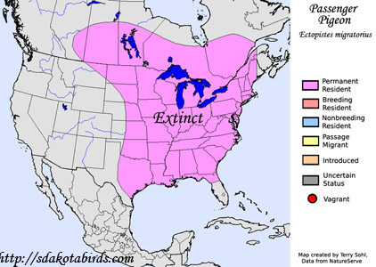 Passenger Pigeon - Range Map