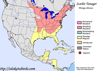 Scarlet Tanager - Range Map
